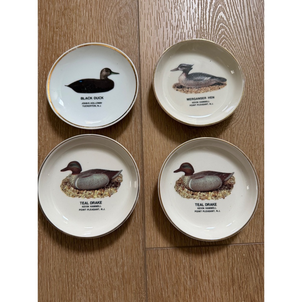 Vintage Ducks Unlimited NJ Porcelain Trinket Dish Set 1990 1992 Waterfowl Art